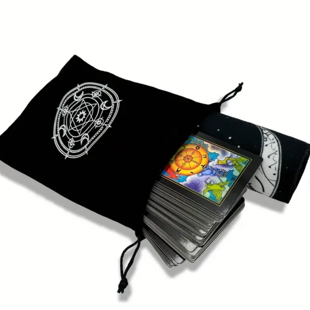 Mystical Black and White Tarot Set with Bag - Picture 4 of 4